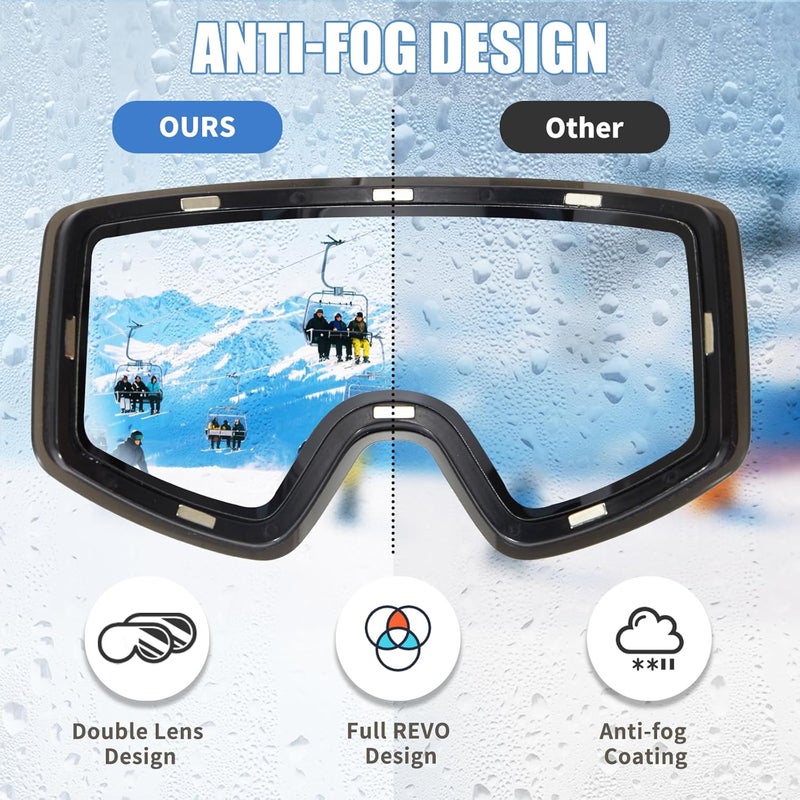 MXJ Gear Kids Ski Goggles,OTG Snowboard Goggles for Boys Girls,Anti-Fog UV400 Snow Goggles for Sking & Winter Outdoor Sport - Image 5